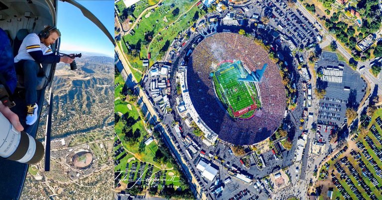 Photographer Waits Three Years to Capture Stealth Bomber Flying Over College Football Game