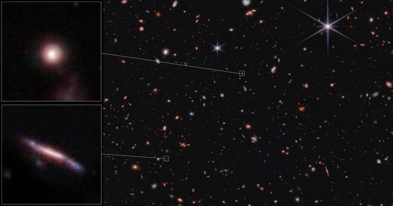 Webb Finds That Many Old, Distant Galaxies Look Like Surfboards