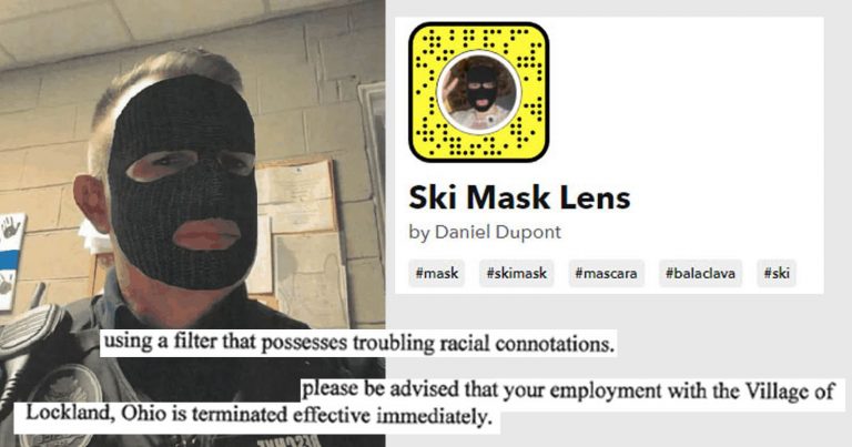 Police Officer Fired for Using Snapchat Ski Mask Lens Filter