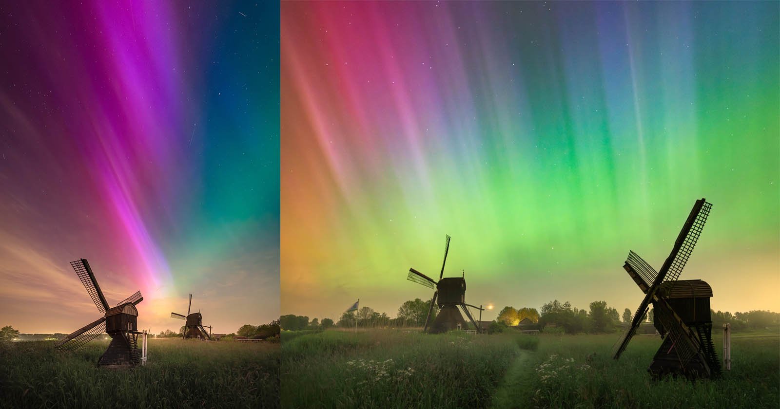 How I Shot Viral Photos of the Aurora Over Dutch Windmills