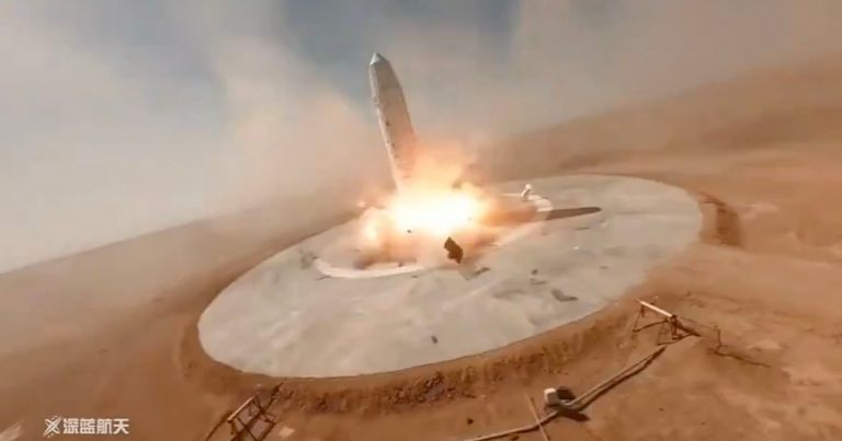 Incredible Drone Footage Captures the Moment Chinese Rocket Explodes During Landing