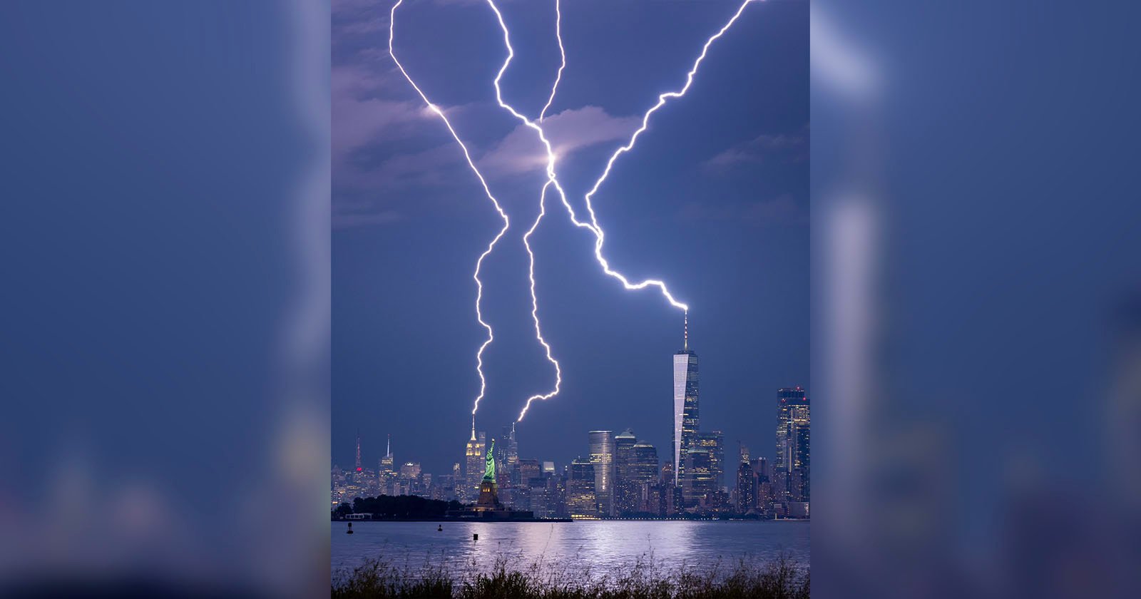 Epic Photo Shows Triple Lightning Strike Hitting Three NYC Skyscrapers