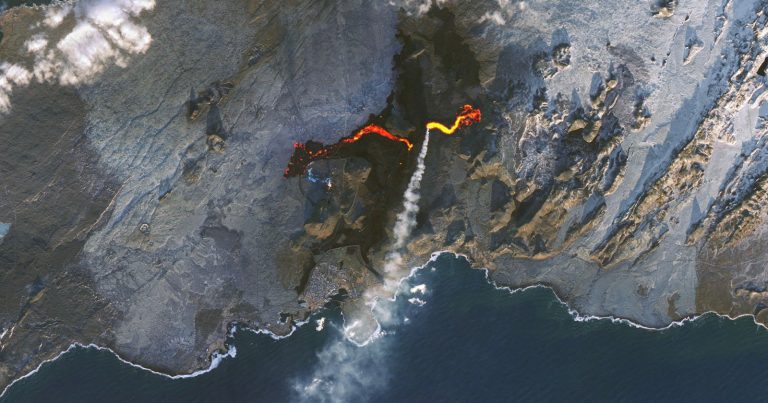 Satellite Captures Volcanic Lava Flow Threatening Iceland’s Blue Lagoon