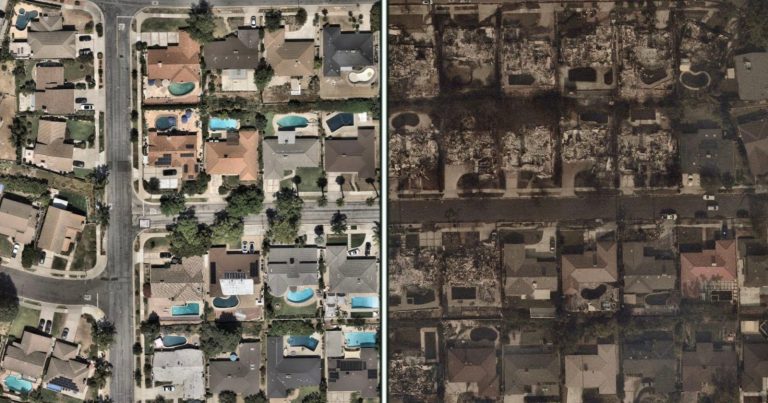 Before and After Photos Taken Above LA Show Devastating Fire Damage