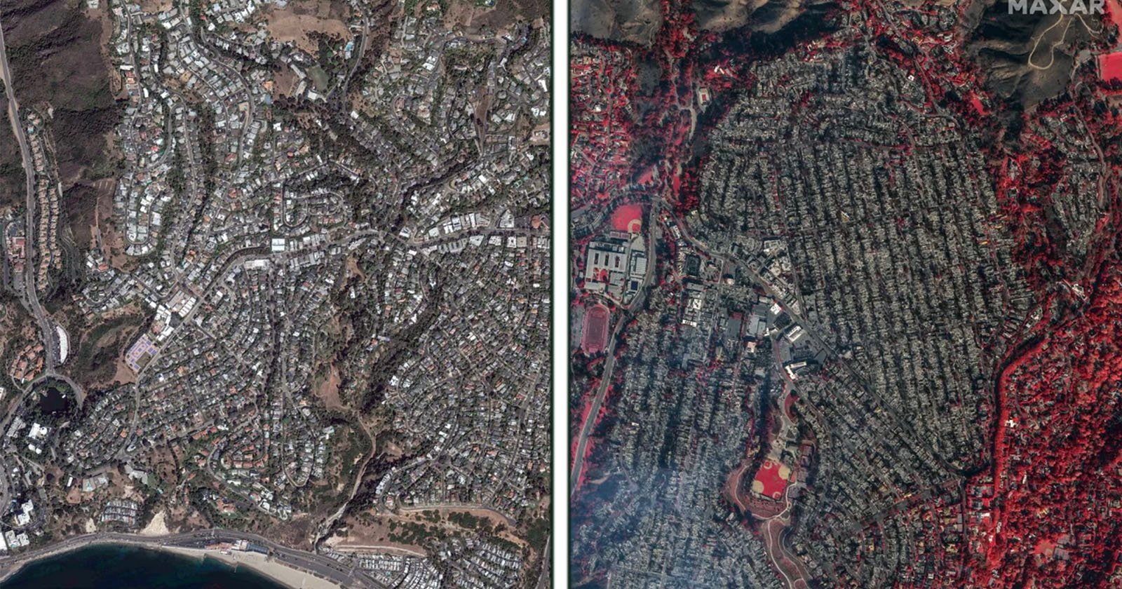 Before and After Satellite Photos Show Damage Done by LA Wildifres