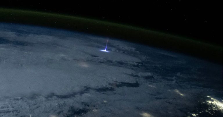 Rare Lighting That Shoots Upward Captured From Space