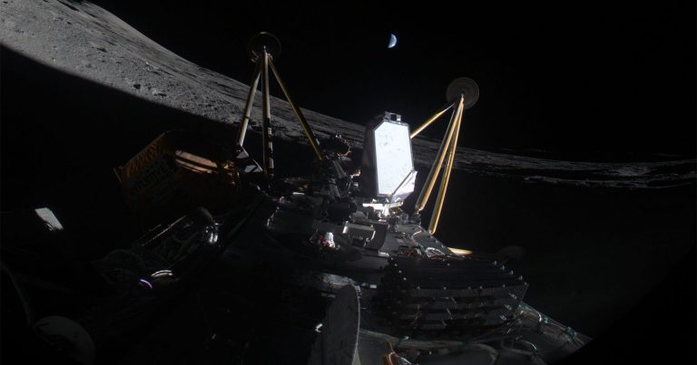 Photo Shows Stricken Moon Lander Lying on its Side