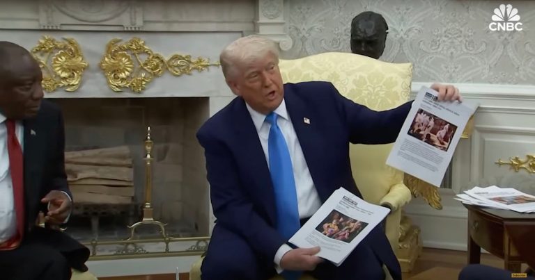 Trump Holds Up Photo of Wrong Country During Oval Office Meeting