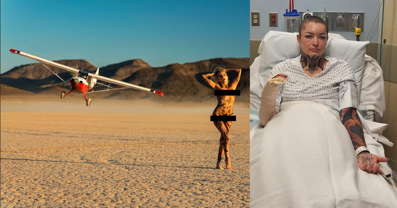 Airplane Struck Model in Head During Desert Photo Shoot Airplane Struck Model in Head During Desert Photo Shoot