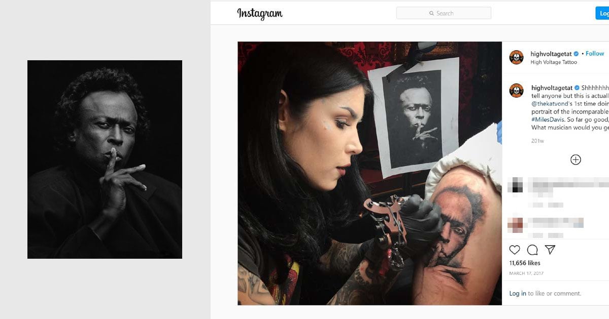 Photographer Asks Appeals Court to Reverse Kat Von D’s Win Over Miles Davis Tattoo Photographer Asks Appeals Court to Reverse Kat Von D’s Win Over Miles Davis Tattoo