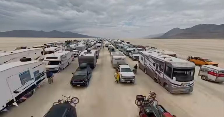 ’20-Hour’ Line to Enter Burning Man Captured Creatively From Above