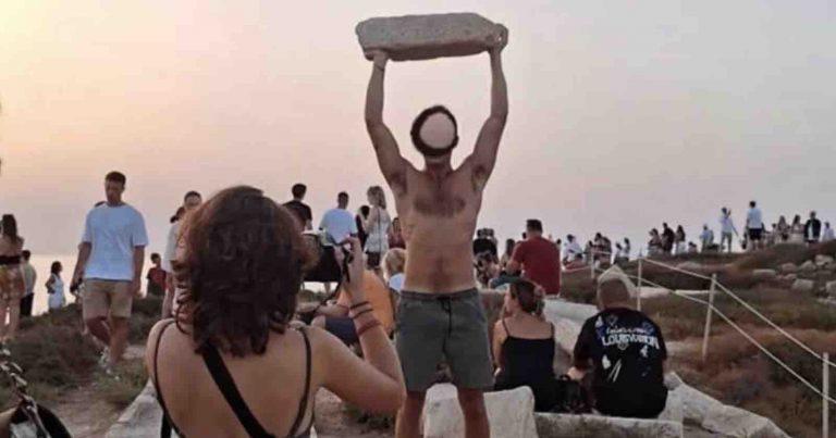 Photo-Seeking Tourist Lifting Ancient Marble in Greece Sparks Outrage