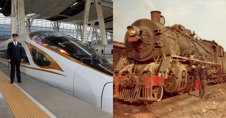 Incredible Photos Show the Same Chinese Train Driver 26 Years Apart
