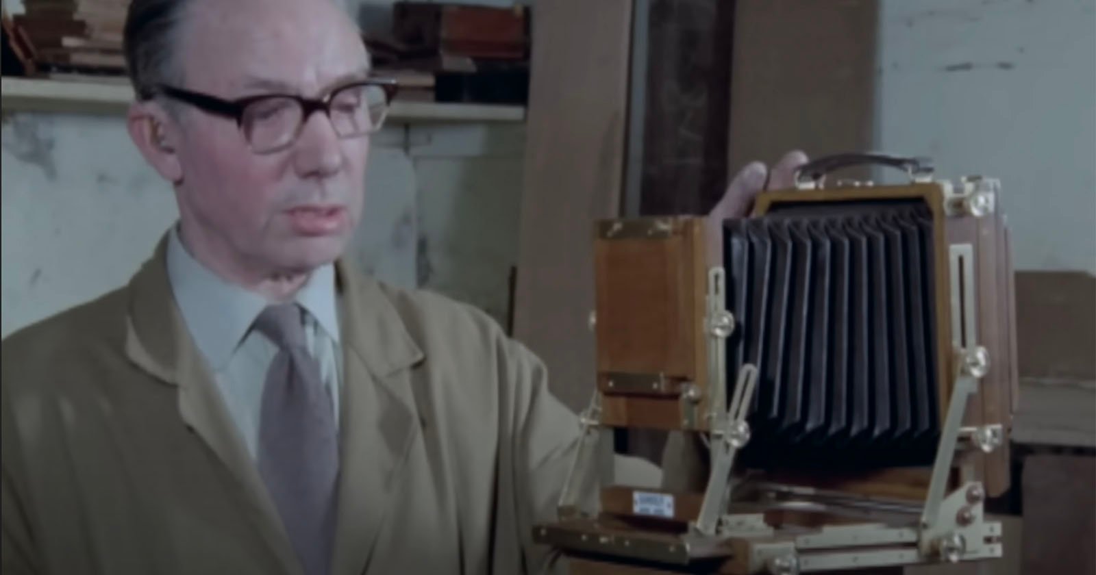 Archive Film Shows Eccentric Brit Crafting a Handmade Large Format Camera Archive Film Shows Eccentric Brit Crafting a Handmade Large Format Camera