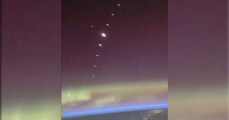 This is What a Starlink Satellite Train Looks Like from the ISS