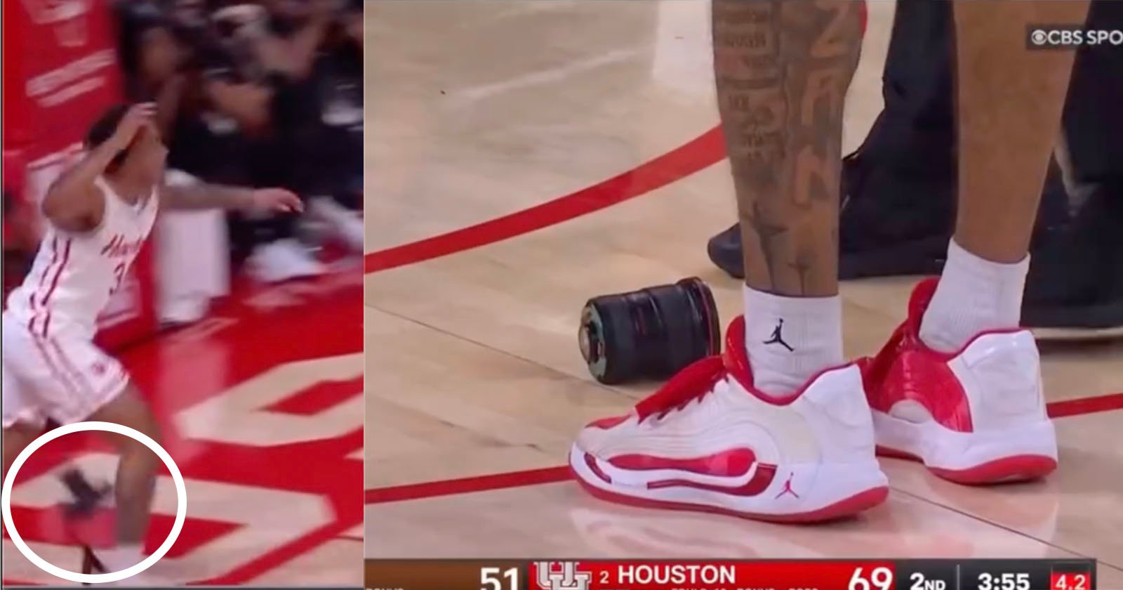 Basketball Player Runs Back onto the Court with Camera Strapped to His Leg