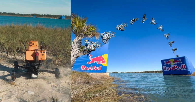 iPhone 17s Rigged to a Drone Capture Motocross Rider’s Insane Lake Stunt