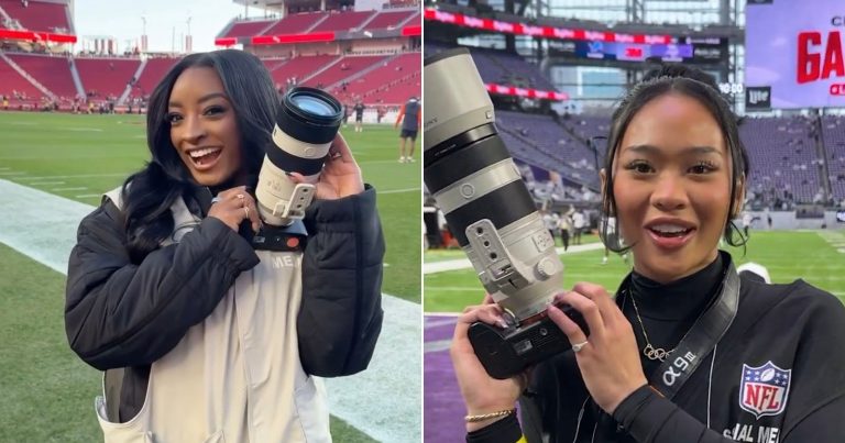 Olympic Gymnasts Simone Biles and Suni Lee Photographed NFL Action