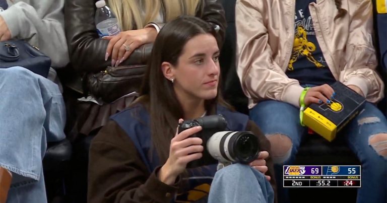 Caitlin Clark Picks up the Camera and Captures LeBron James at NBA Game