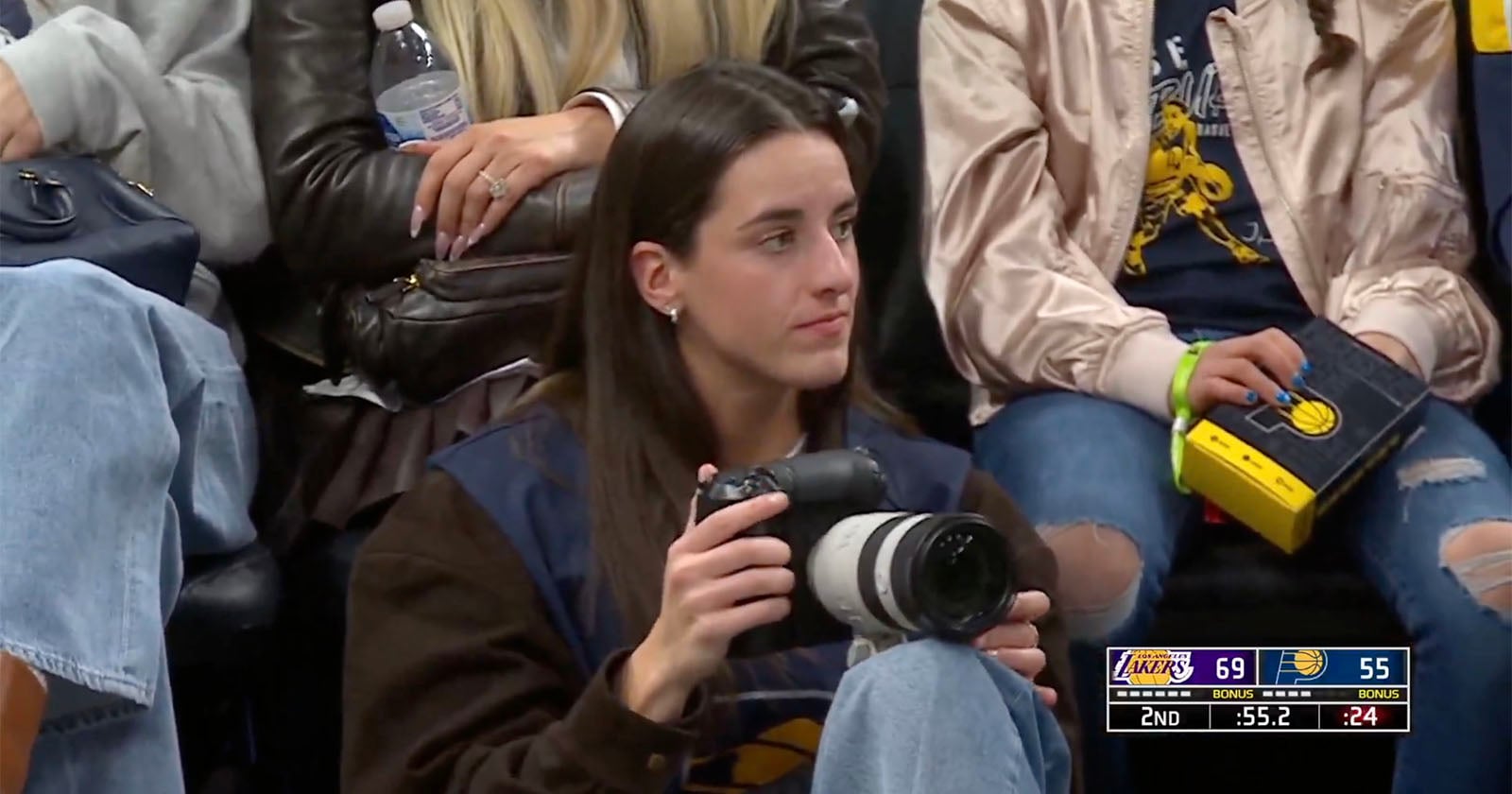 Caitlin Clark Picks up the Camera and Captures LeBron James at NBA Game